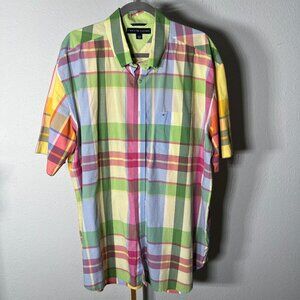 Tommy Hilfiger 100% Cotton Spring Colors Plaid Short-Sleeve SZ XL
